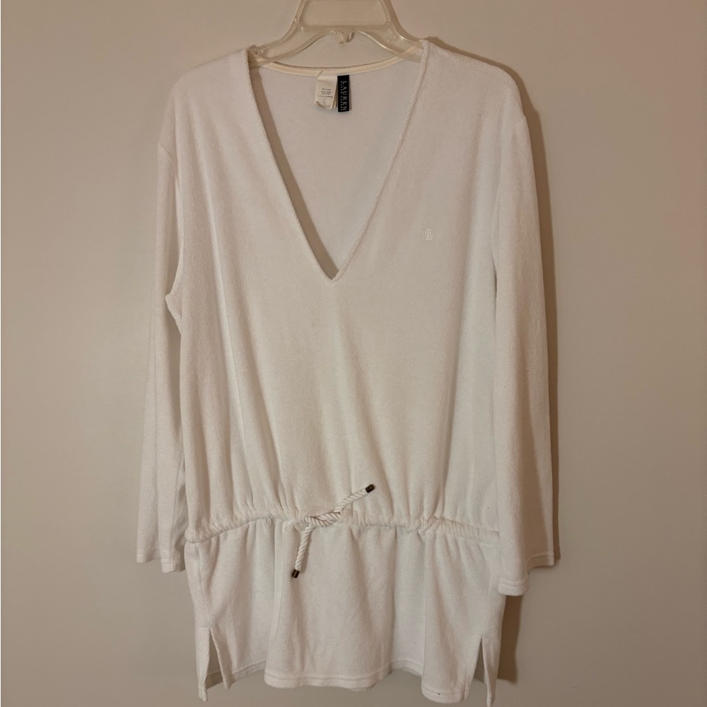 Ralph Lauren White V-Neck Swim Coverup